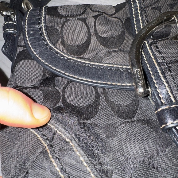 Coach 10296 Small Soho Black Signature C Canvas Shoulder Bag Y2K Vintage Authen - Picture 6 of 16